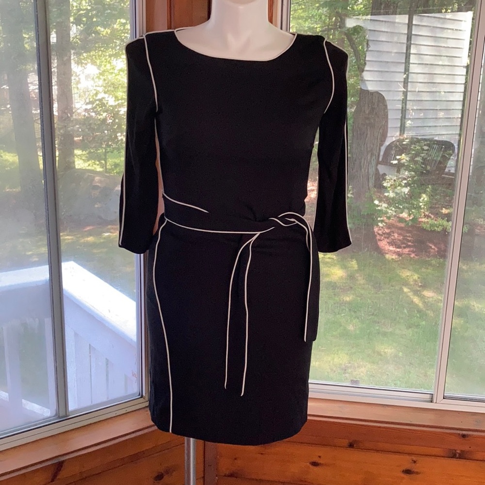 Boden Black and White Piped Stripe Kelly Dress